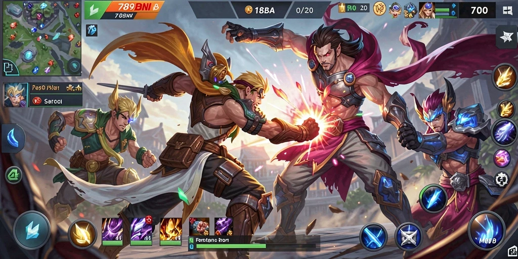 Gameplay seru dalam pertarungan MOBA yang penuh strategi.