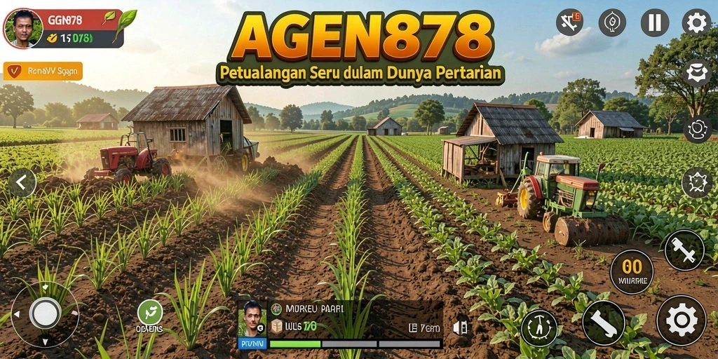 Screenshot gameplay AGEN878 menunjukkan aktivitas bertani yang seru.