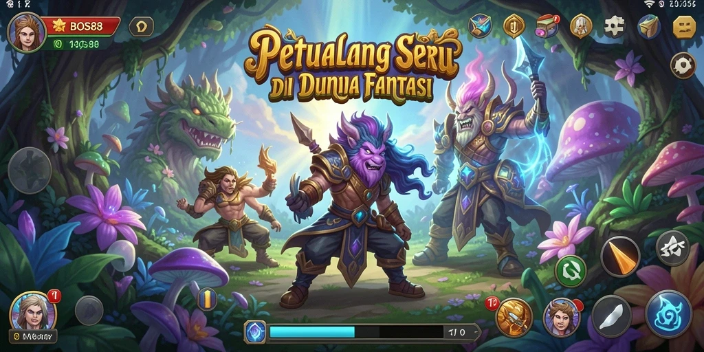 Screenshot gameplay BOS88 menampilkan petualangan epik di dunia fantastis.