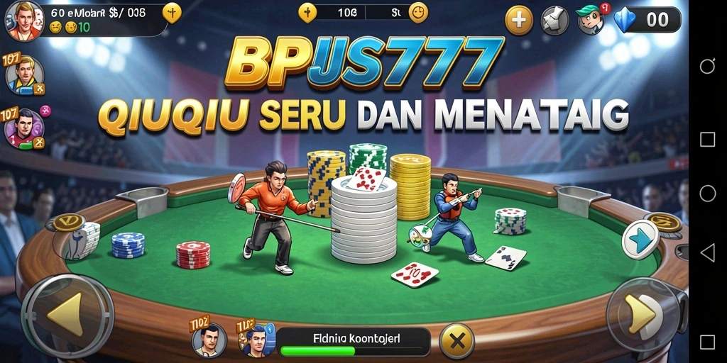 Tangkapan layar utama BPJS777 menunjukkan gameplay QiuQiu yang dinamis.
