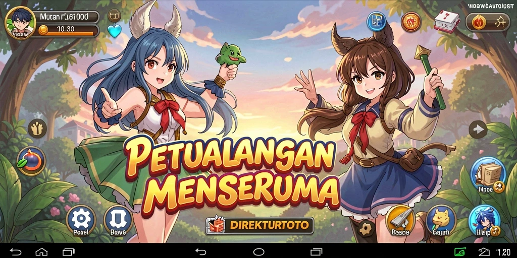 Tampilan gameplay menakjubkan dari DIREKTURTOTO dengan karakter anime.