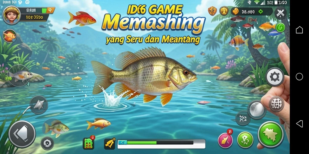 Gambaran menarik gameplay memancing di ID66 dengan ikan beragam.