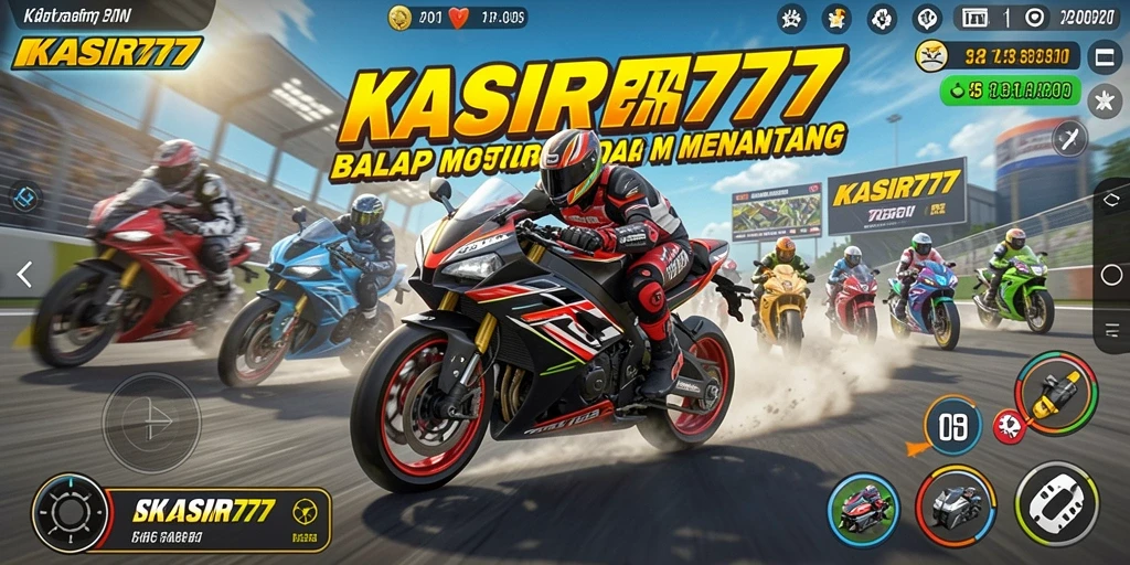 Tangkapan layar gameplay KASIR777 yang menampilkan balapan motor yang menegangkan.