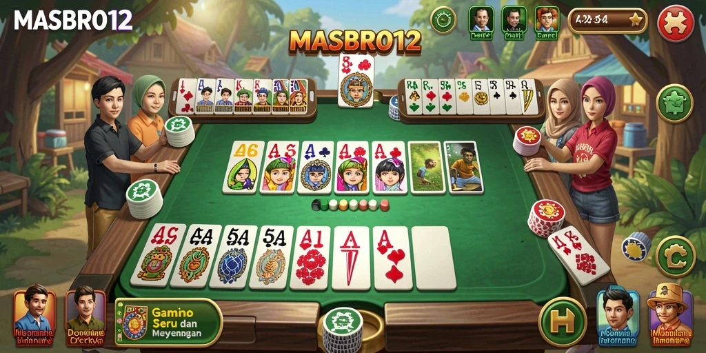 Tampilan gameplay utama dari game Domino yang menyenangkan.