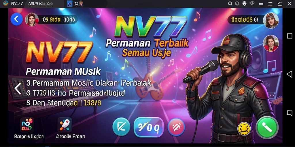 Tampilan gameplay NV77 yang menarik dan penuh warna.