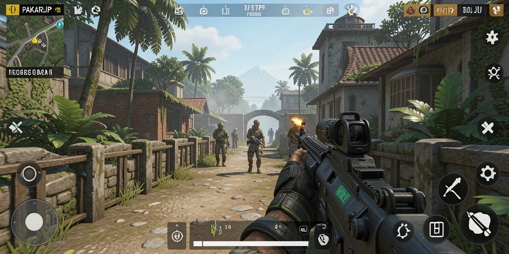 Tampilan menarik dari gameplay PAKARJP dalam pertempuran TPS.