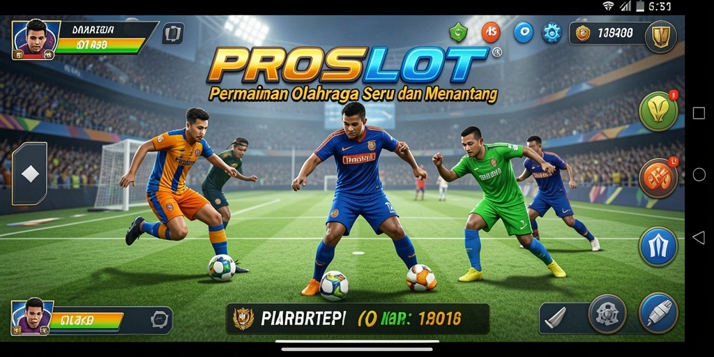 Screenshot gameplay PROSLOT menampilkan aksi olahraga yang mendebarkan.
