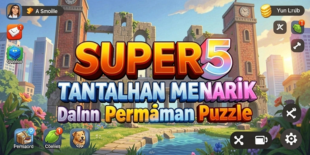 Screenshot gameplay SUPER5 menampilkan tantangan puzzle yang menarik.