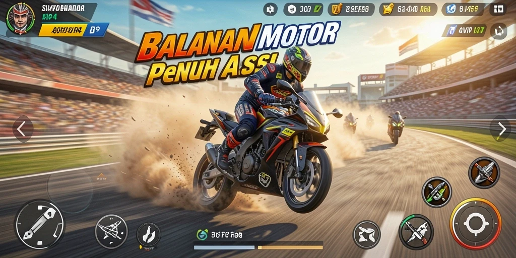 Tampilan menarik dari gameplay balapan motor SVIP4.