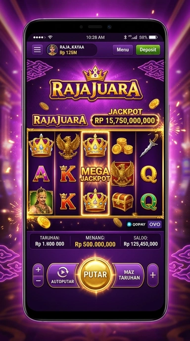 Tampilan antarmuka aplikasi rajajuara yang menarik dan mudah digunakan.